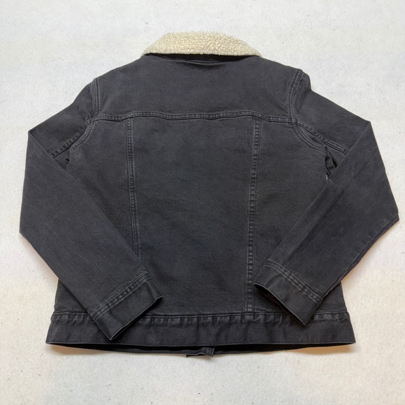 PacSun Sherpa Lined Denim Trucker Jacket Faux Shearling Black Adult Medium - Picture 4 of 13